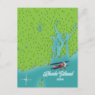 Rhode Island USA map Postcard