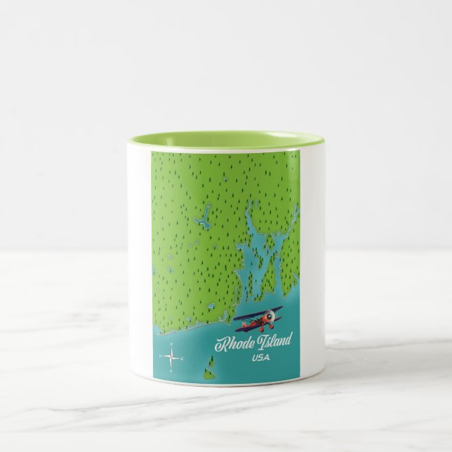Rhode Island USA map Two-Tone Coffee Mug (Center)