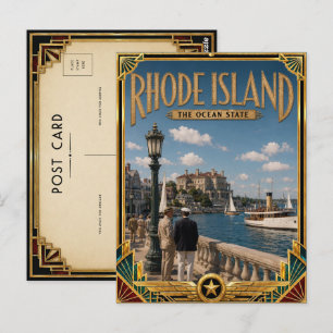 Rhode Island Vintage Art Deco Golden Age Postcard