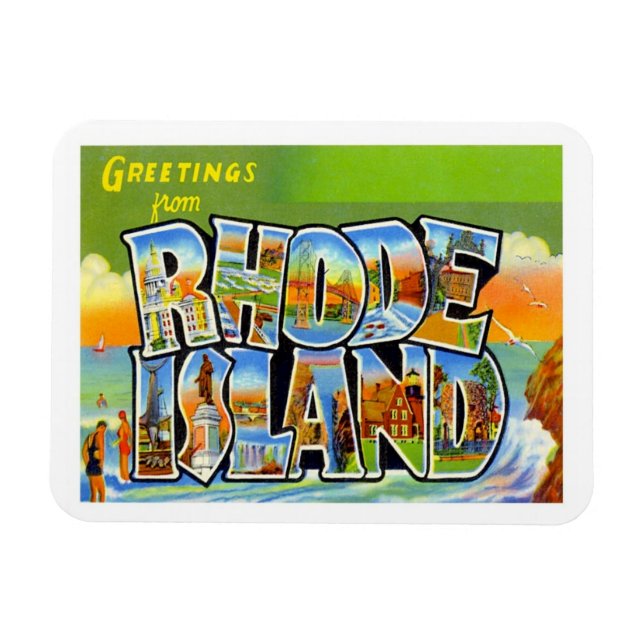 Rhode Island Vintage Travel Magnet (Horizontal)