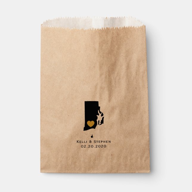 Rhode Island Wedding Favour Treat Sacks, Gift Bags (Front)