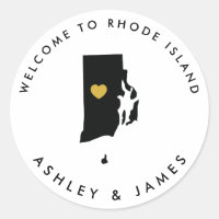 Rhode Island Wedding Welcome Sticker Tag Gold