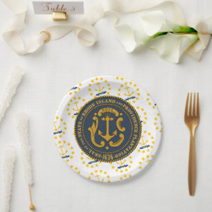 Rhode Islander Flag & Seal, Rhode Island Paper Plate