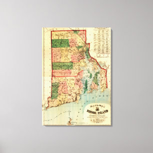 Rhode IslandPanoramic MapRhode Island Canvas Print