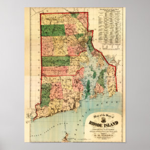 Rhode IslandPanoramic MapRhode Island Poster