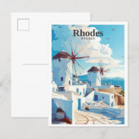 Rhodes Greece Art Vintage Travel 