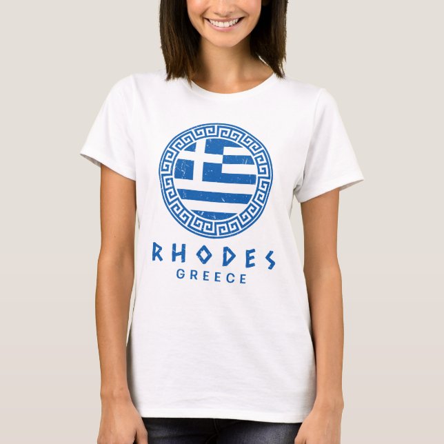 Rhodes, Greece Distressed Design Women's White T-Shirt (Front)