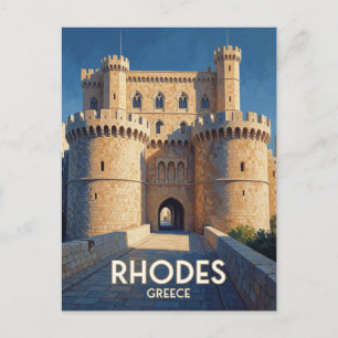 Rhodes Greece Grand Master Palace Travel Postcard