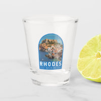 Rhodes Greece Illustration Travel Art Vintage