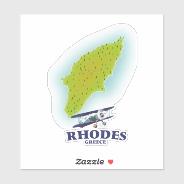 Rhodes, Greece island map travel poster. (Sheet)