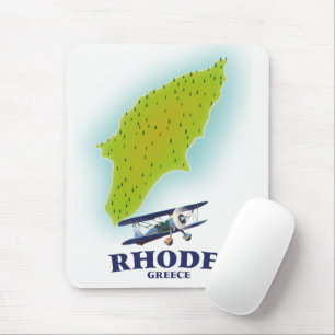 Rhodes, Greece island map travel poster. Mouse Mat