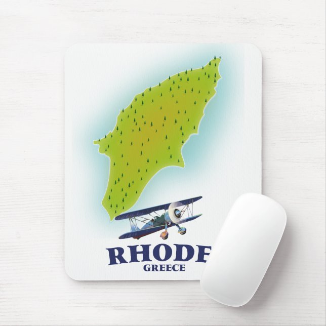 Rhodes, Greece island map travel poster. Mouse Mat (With Mouse)