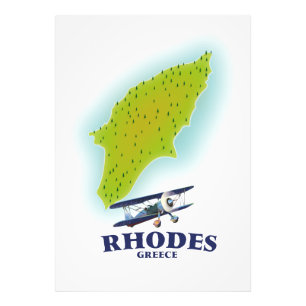 Rhodes, Greece island map travel poster. Photo Print