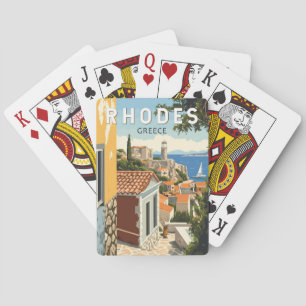 Rhodes Greece Old Town Travel Art Vintage Playing Cards