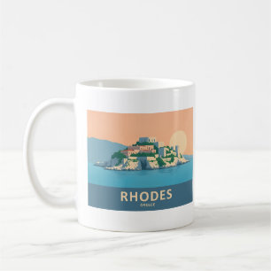 Rhodes Greece Pastel Travel - Mediaeval Old Town Coffee Mug