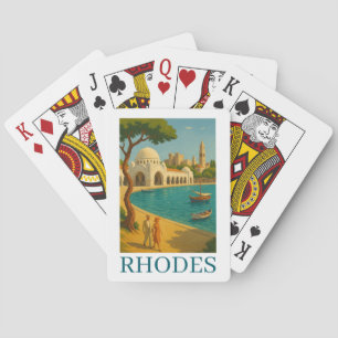 Rhodes Greece Retro Travel Art Playing Cards