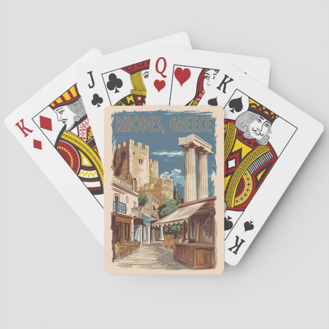 Rhodes Greece Ruins Travel Art Vintage Playing Cards (Back)