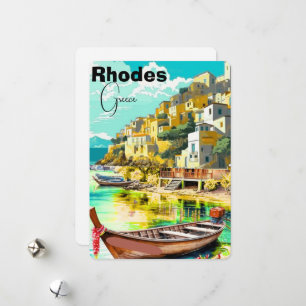 Rhodes Greece Travel Postcard Art, Rhodes Postcard