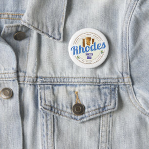 Rhodes Greece Vintage Island Aegean Souvenir 6 Cm Round Badge