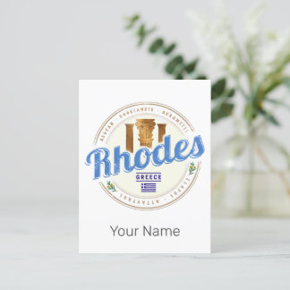 Rhodes Greece Vintage Island Aegean Souvenir Holiday Postcard