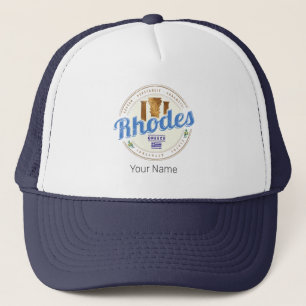 Rhodes Greece Vintage Island Aegean Souvenir Trucker Hat