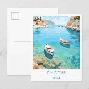 Rhodes Greece Vintage Travel  Postcard