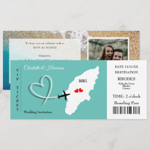 Rhodes Wedding Destination Ticket Boarding Pass Invitation