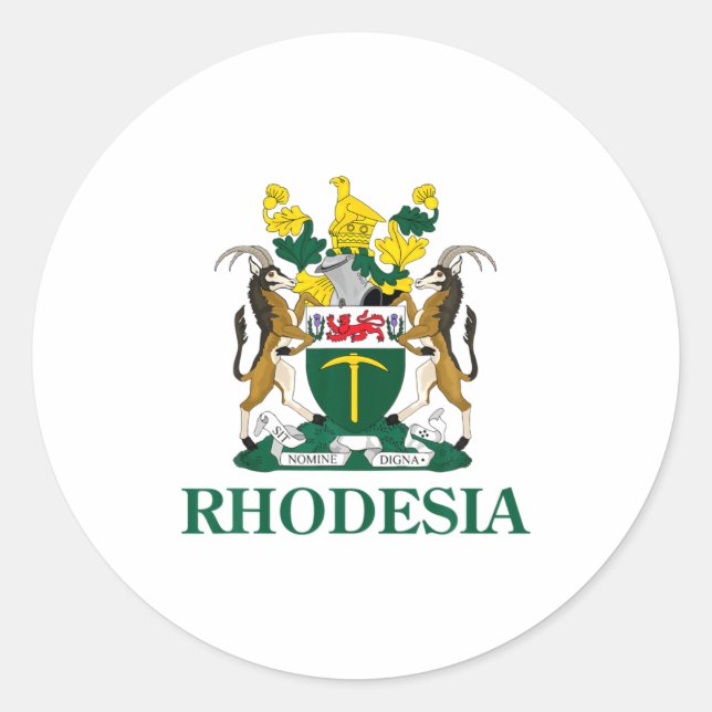 Rhodesia Coat Of Arms Zimbabwe Funny South Africa  Classic Round Sticker (Front)