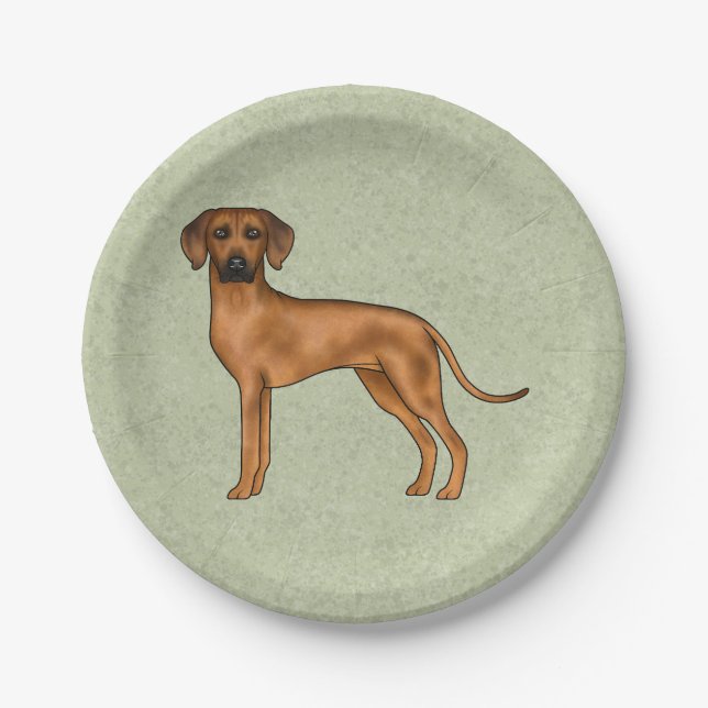 Rhodesian Ridgeback African Lion Dog Breed Green Paper Plate (Front)