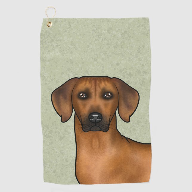 Rhodesian Ridgeback African Lion Dog Head Green Golf Towel (Front)