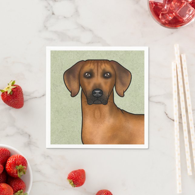 Rhodesian Ridgeback African Lion Dog Head Green Napkin (Insitu)