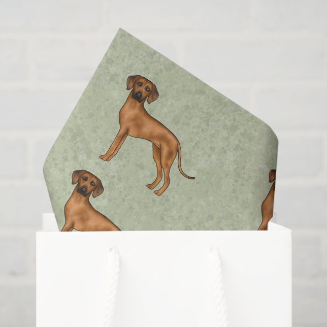 Rhodesian Ridgeback African Lion Dog Pattern Green Tissue Paper (Gift Bag)