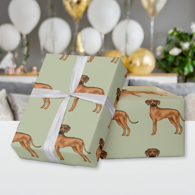Rhodesian Ridgeback African Lion Dog Pattern Green Wrapping Paper (Creator Uploaded)