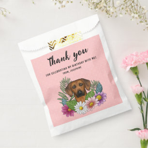 Rhodesian Ridgeback And Flowers Birthday Thank You Favour Bags