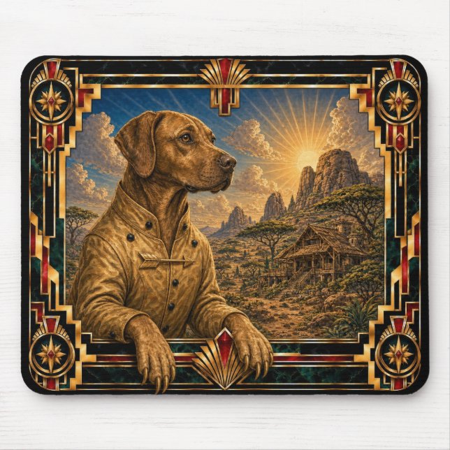 Rhodesian Ridgeback, Art Deco Dog Mouse Mat (Front)