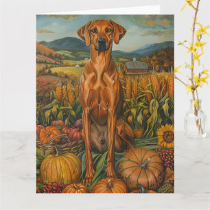 Rhodesian Ridgeback Autumn Harvest Thanksgiving Card
