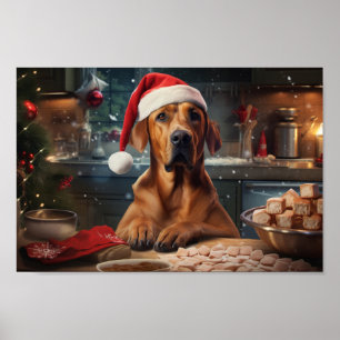 Rhodesian Ridgeback Baking Christmas Cookies Poster