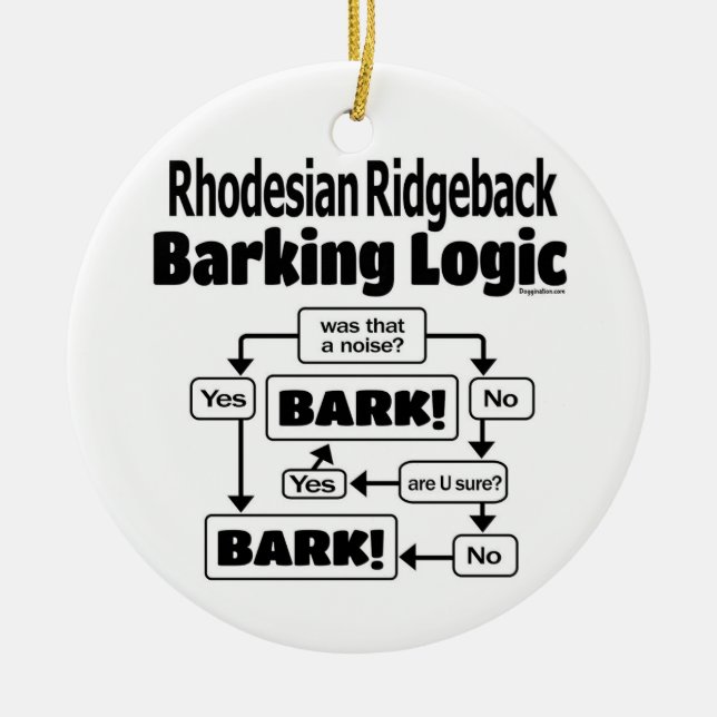 Rhodesian Ridgeback Barking Logic Ceramic Tree Decoration (Front)