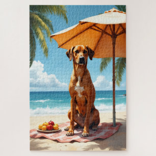Rhodesian Ridgeback Beach Scene Jigsaw Puzzle