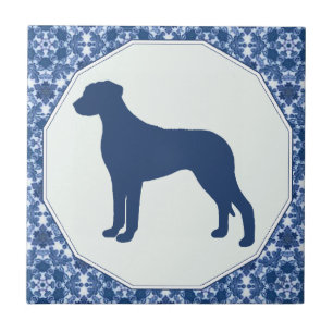 Rhodesian Ridgeback Blue Willow Silhouette Tile