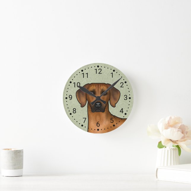 Rhodesian Ridgeback Brown African Lion Dog Head Round Clock (Home)