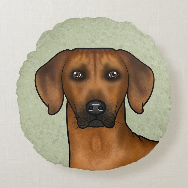 Rhodesian Ridgeback Brown African Lion Dog Head Round Cushion (Front)