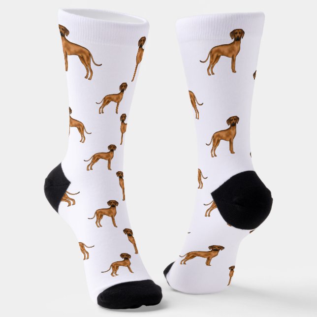 Rhodesian Ridgeback Brown Cartoon Lion Dog Pattern Socks (Angled)