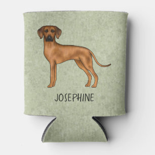 Rhodesian Ridgeback Brown Lion Dog With Name Green Can Cooler