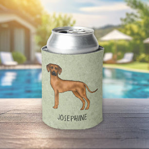 Rhodesian Ridgeback Brown Lion Dog With Name Green Can Cooler