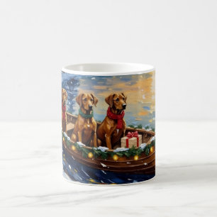 Rhodesian Ridgeback Christmas Boat Holiday Coffee Mug