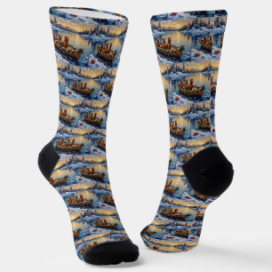 Rhodesian Ridgeback Christmas Boat Holiday Socks