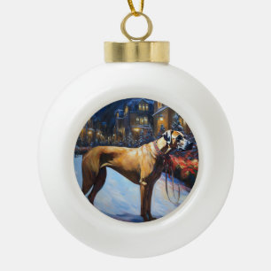 Rhodesian Ridgeback Christmas Festive Season Ceramic Ball Christmas Ornament
