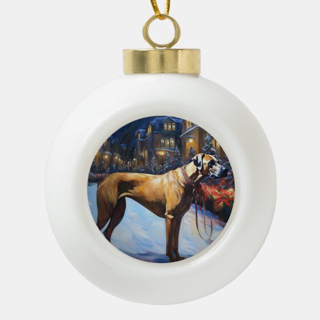 Rhodesian Ridgeback Christmas Festive Season Ceramic Ball Christmas Ornament (Front)