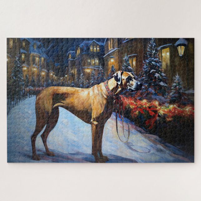 Rhodesian Ridgeback Christmas Festive Season Jigsaw Puzzle (Horizontal)